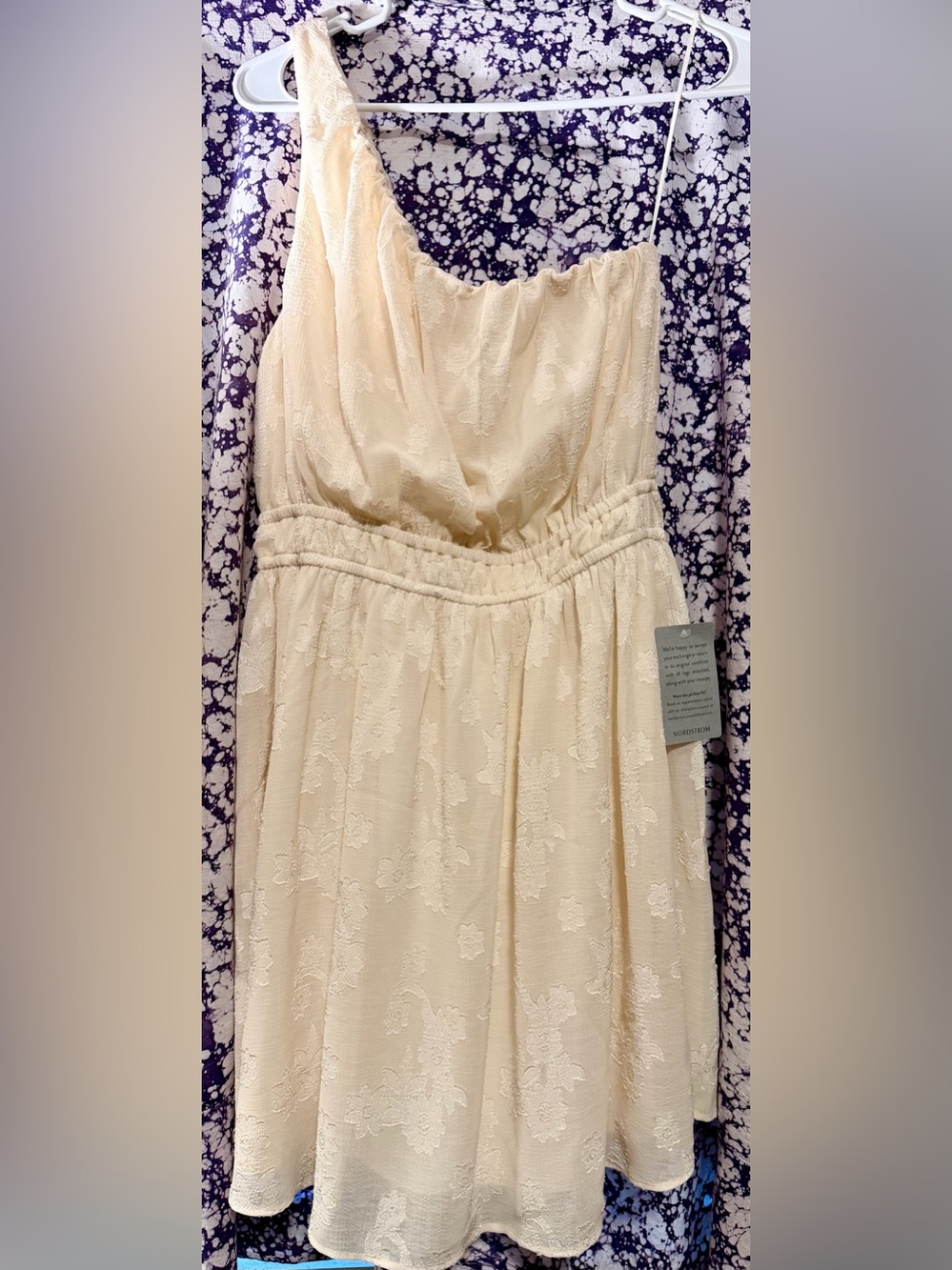 Socialite One-Shoulder Cream Lace Mini Dress